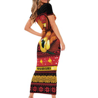 Papua New Guinea Christmas Short Sleeve Bodycon Dress Bikpela hamamas blong dispela Krismas - Polynesian Pride