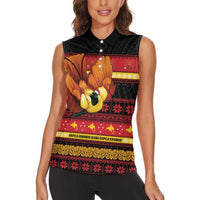 Papua New Guinea Christmas Women Sleeveless Polo Shirt Bikpela hamamas blong dispela Krismas - Polynesian Pride
