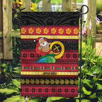 Vanuatu Christmas Garden Flag Joyeux Noel Surfing Santa With Boar Tusk - Polynesian Pride