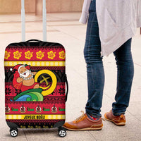 Vanuatu Christmas Luggage Cover Joyeux Noel Surfing Santa With Boar Tusk - Polynesian Pride