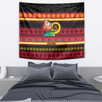 Vanuatu Christmas Tapestry Joyeux Noel Surfing Santa With Boar Tusk LT14 - Polynesian Pride