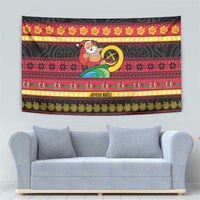Vanuatu Christmas Tapestry Joyeux Noel Surfing Santa With Boar Tusk LT14 - Polynesian Pride