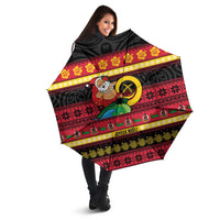 Vanuatu Christmas Umbrella Joyeux Noel Surfing Santa With Boar Tusk - Polynesian Pride