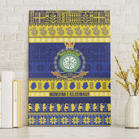 Niue Christmas Canvas Wall Art Monuina e Kilisimasi Hiapo Motifs LT14 Without Frame Blue - Polynesian Pride