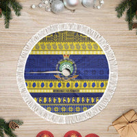 Niue Christmas Tree Skirt Monuina e Kilisimasi Hiapo Motifs LT14 Fringed Blue - Polynesian Pride