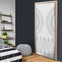 Niue White Sunday Door Cover Tapu Fanau Ia Puakenikeni Hiapo Pattern LT14 - Polynesian Pride