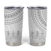 Niue White Sunday Tumbler Cup Tapu Fanau Ia Puakenikeni Hiapo Pattern LT14 White - Polynesian Pride