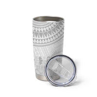 Niue White Sunday Tumbler Cup Tapu Fanau Ia Puakenikeni Hiapo Pattern LT14 - Polynesian Pride