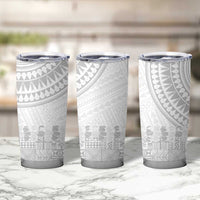 Niue White Sunday Tumbler Cup Tapu Fanau Ia Puakenikeni Hiapo Pattern LT14 - Polynesian Pride