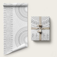 Niue White Sunday Wrapping Paper Tapu Fanau Ia Puakenikeni Hiapo Pattern - Polynesian Pride