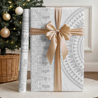 Niue White Sunday Wrapping Paper Tapu Fanau Ia Puakenikeni Hiapo Pattern - Polynesian Pride