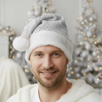 Niue White Sunday Christmas Santa Hat Half Hiapo Pattern Vibes - Polynesian Pride