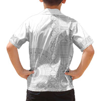 Niue White Sunday Family Matching Puletasi and Hawaiian Shirt Half Hiapo Pattern Vibes LT14 - Polynesian Pride