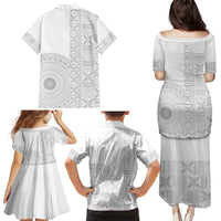 Niue White Sunday Family Matching Puletasi and Hawaiian Shirt Half Hiapo Pattern Vibes LT14 - Polynesian Pride