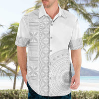 Niue White Sunday Hawaiian Shirt Half Hiapo Pattern Vibes - Polynesian Pride