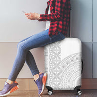 Niue White Sunday Luggage Cover Half Hiapo Pattern Vibes - Polynesian Pride
