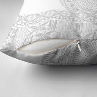 Niue White Sunday Pillow Cover Half Hiapo Pattern Vibes - Polynesian Pride