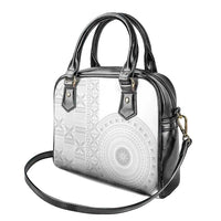 Niue White Sunday Shoulder Handbag Half Hiapo Pattern Vibes - Polynesian Pride