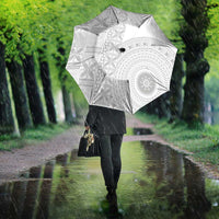 Niue White Sunday Umbrella Half Hiapo Pattern Vibes - Polynesian Pride