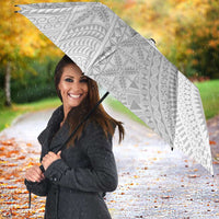 Niue White Sunday Umbrella Half Hiapo Pattern Vibes - Polynesian Pride