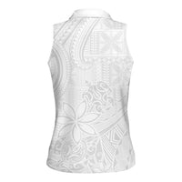Tapu Fanau Ia Niue Women Sleeveless Polo Shirt Happy White Sunday Unique Hiapo - Polynesian Pride