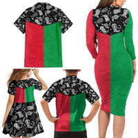 Vanuatu Cowboy Family Matching Long Sleeve Bodycon Dress and Hawaiian Shirt Cowboy Symbols Split Stylized - Polynesian Pride