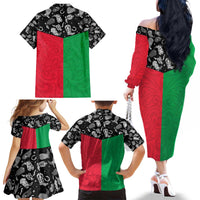 Vanuatu Cowboy Family Matching Off The Shoulder Long Sleeve Dress and Hawaiian Shirt Cowboy Symbols Split Stylized - Polynesian Pride
