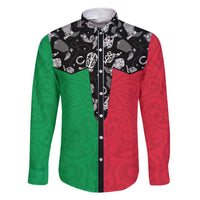 Vanuatu Cowboy Family Matching Short Sleeve Bodycon Dress and Hawaiian Shirt Cowboy Symbols Split Stylized - Polynesian Pride