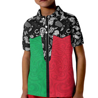 Vanuatu Cowboy Kid Polo Shirt Cowboy Symbols Split Stylized - Polynesian Pride