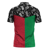 Vanuatu Cowboy Zipper Polo Shirt Cowboy Symbols Split Stylized - Polynesian Pride