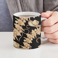 Vanuatu Cowboy Ceramic Mug Seamless Straw Hats Hibiscus - Polynesian Pride
