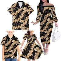 Vanuatu Cowboy Family Matching Off The Shoulder Long Sleeve Dress and Hawaiian Shirt Seamless Straw Hats Hibiscus - Polynesian Pride