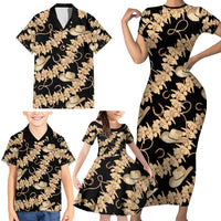 Vanuatu Cowboy Family Matching Short Sleeve Bodycon Dress and Hawaiian Shirt Seamless Straw Hats Hibiscus - Polynesian Pride