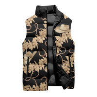 Vanuatu Cowboy Sleeveless Puffer Jacket Seamless Straw Hats Hibiscus - Polynesian Pride