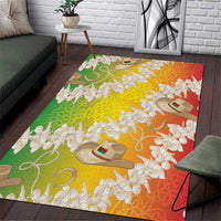 Vanuatu Cowboy Area Rug Straw Hats Hibiscus With Sand Drawing - Polynesian Pride