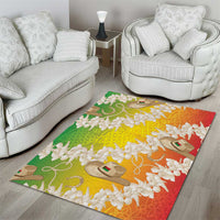 Vanuatu Cowboy Area Rug Straw Hats Hibiscus With Sand Drawing - Polynesian Pride