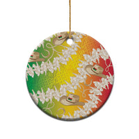 Vanuatu Cowboy Ceramic Ornament Straw Hats Hibiscus With Sand Drawing - Polynesian Pride