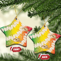 Vanuatu Cowboy Ceramic Ornament Straw Hats Hibiscus With Sand Drawing - Polynesian Pride