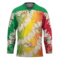 Vanuatu Cowboy Hockey Jersey Straw Hats Hibiscus With Sand Drawing LT14 Unisex Reggae - Polynesian Pride
