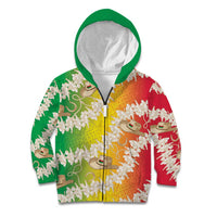 Vanuatu Cowboy Kid Hoodie Straw Hats Hibiscus With Sand Drawing LT14 Zip Hoodie Reggae - Polynesian Pride