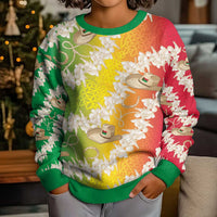 Vanuatu Cowboy Kid Ugly Christmas Sweater Straw Hats Hibiscus With Sand Drawing LT14 - Polynesian Pride