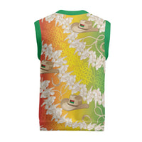Vanuatu Cowboy Christmas Knitted V-Neck Vest Straw Hats Hibiscus With Sand Drawing - Polynesian Pride