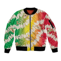 Vanuatu Cowboy Sleeve Zip Bomber Jacket Straw Hats Hibiscus With Sand Drawing - Polynesian Pride