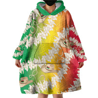 Vanuatu Cowboy Wearable Blanket Hoodie Straw Hats Hibiscus With Sand Drawing - Polynesian Pride