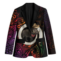 Vanuatu Boar Cowboy Blazer Tusk Gradient Polynesian Pattern - Polynesian Pride
