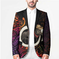 Vanuatu Boar Cowboy Blazer Tusk Gradient Polynesian Pattern - Polynesian Pride