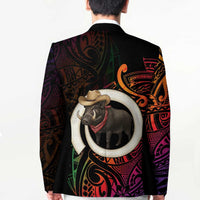 Vanuatu Boar Cowboy Blazer Tusk Gradient Polynesian Pattern - Polynesian Pride