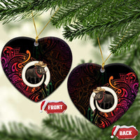 Vanuatu Boar Cowboy Ceramic Ornament Tusk Gradient Polynesian Pattern - Polynesian Pride