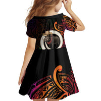 Vanuatu Boar Cowboy Family Matching Short Sleeve Bodycon Dress and Hawaiian Shirt Tusk Gradient Polynesian Pattern - Polynesian Pride