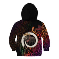 Vanuatu Boar Cowboy Kid Hoodie Tusk Gradient Polynesian Pattern LT14 - Polynesian Pride